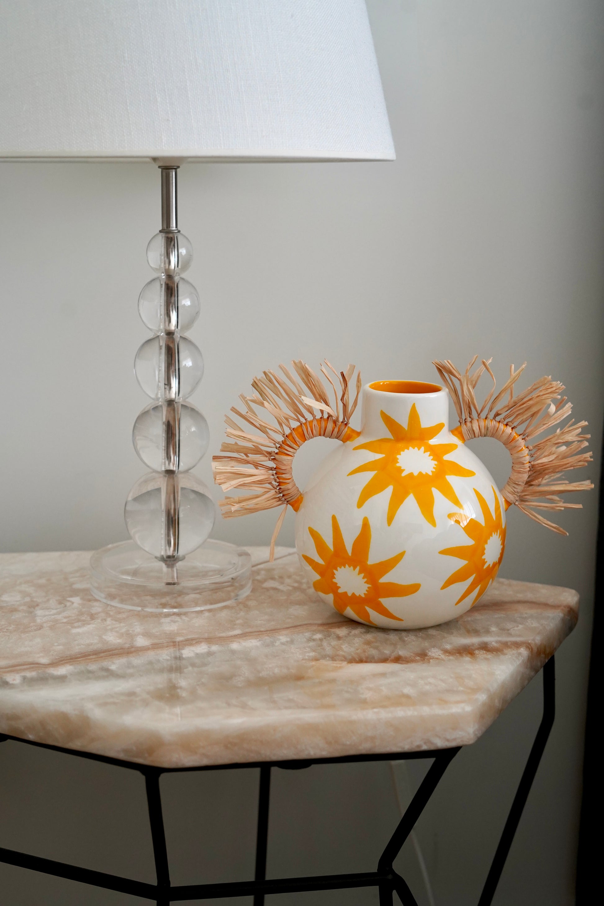 ~ White & yellow vase “Fernanda”