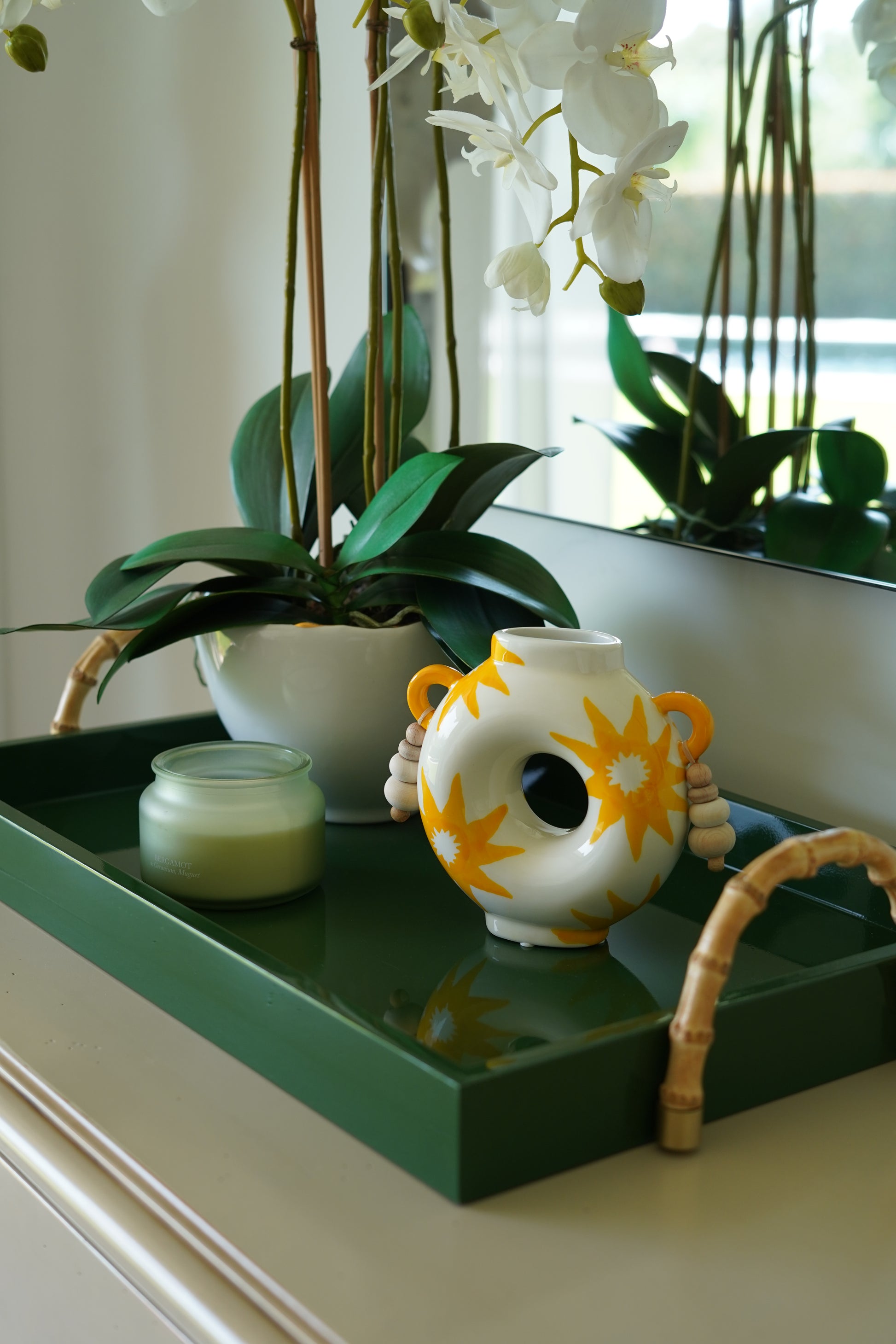 ~ White & yellow vase “Silvia”